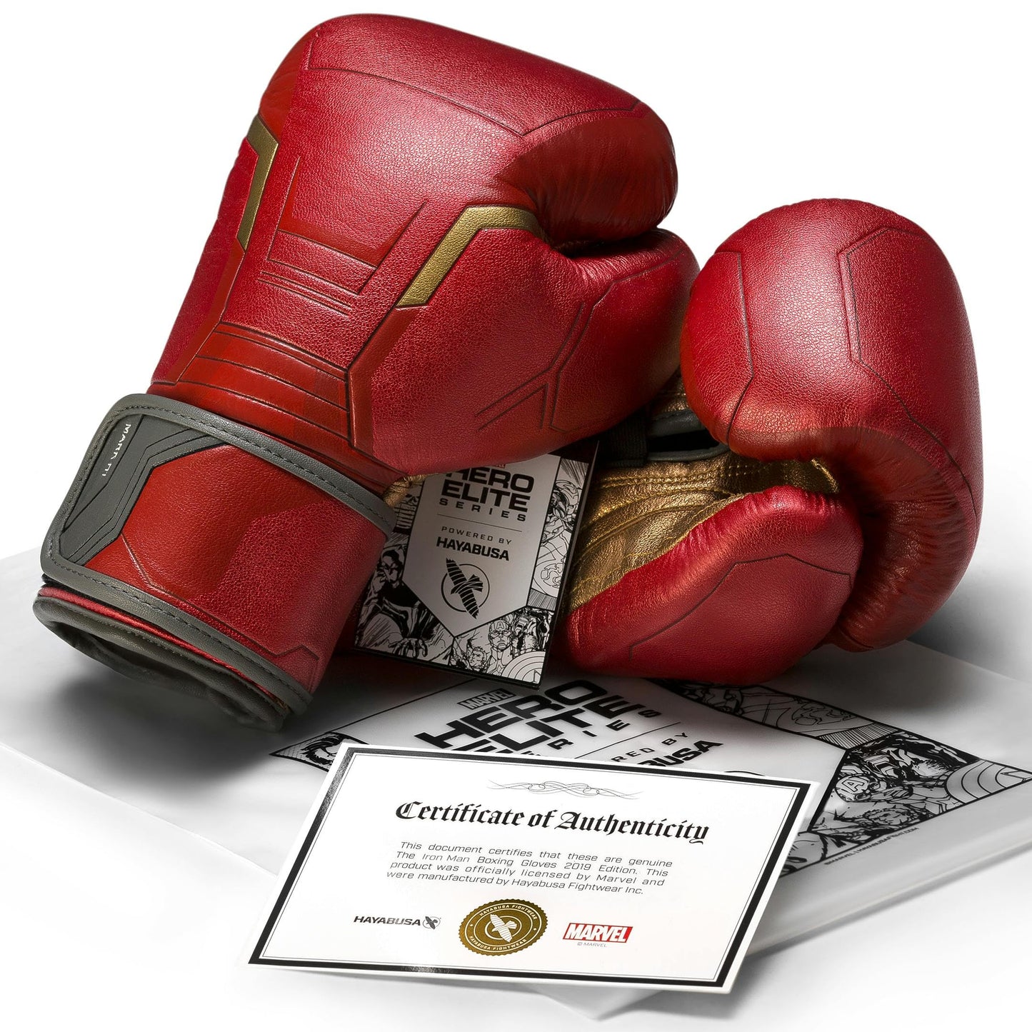 Hayabusa Marvel Hero Elite Boxing Gloves for Men and Women - Iron Man, 12 oz