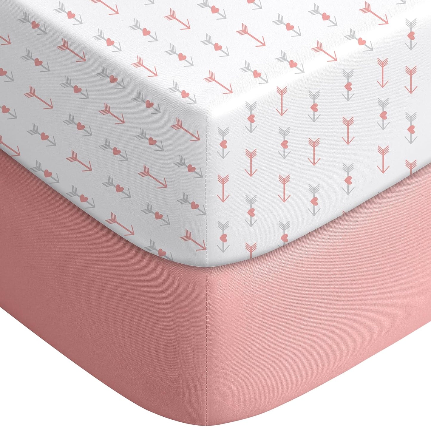 Yoofoss Fitted Baby Crib Sheets - Super Soft Microfiber 2 Pack for Standard Crib & Toddler Mattress | 28x52x8in (Arrow)
