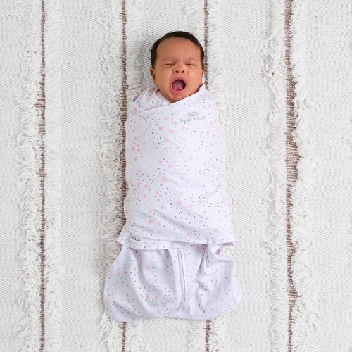 HALO 100% Cotton Sleepsack Swaddle - 3-Way Adjustable Wearable Blanket, TOG 1.5, Midnight Moons Pink, Small (3-6 Months)