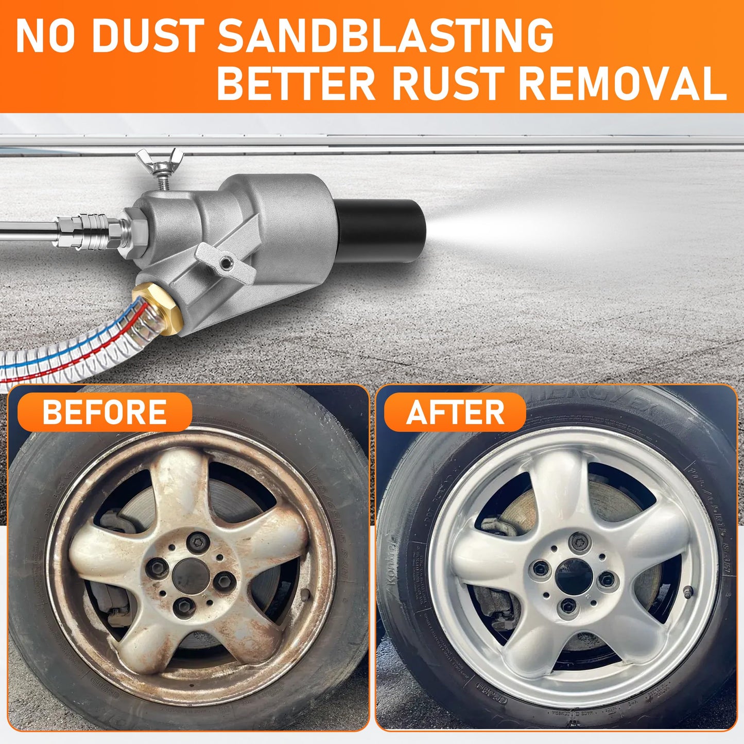 RIDGE WASHER Pressure Washer Sandblasting Kit, Dustless-Wet Sand Blaster for Pressure Washers, 5000 PSI, 8.0 GPM, 1/4 Inch Quick Connect