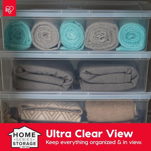 IRIS USA Storage Bins - 10-Pack Clear Stackable Shoe Boxes with Lids | 28 Quart for Organized Closets