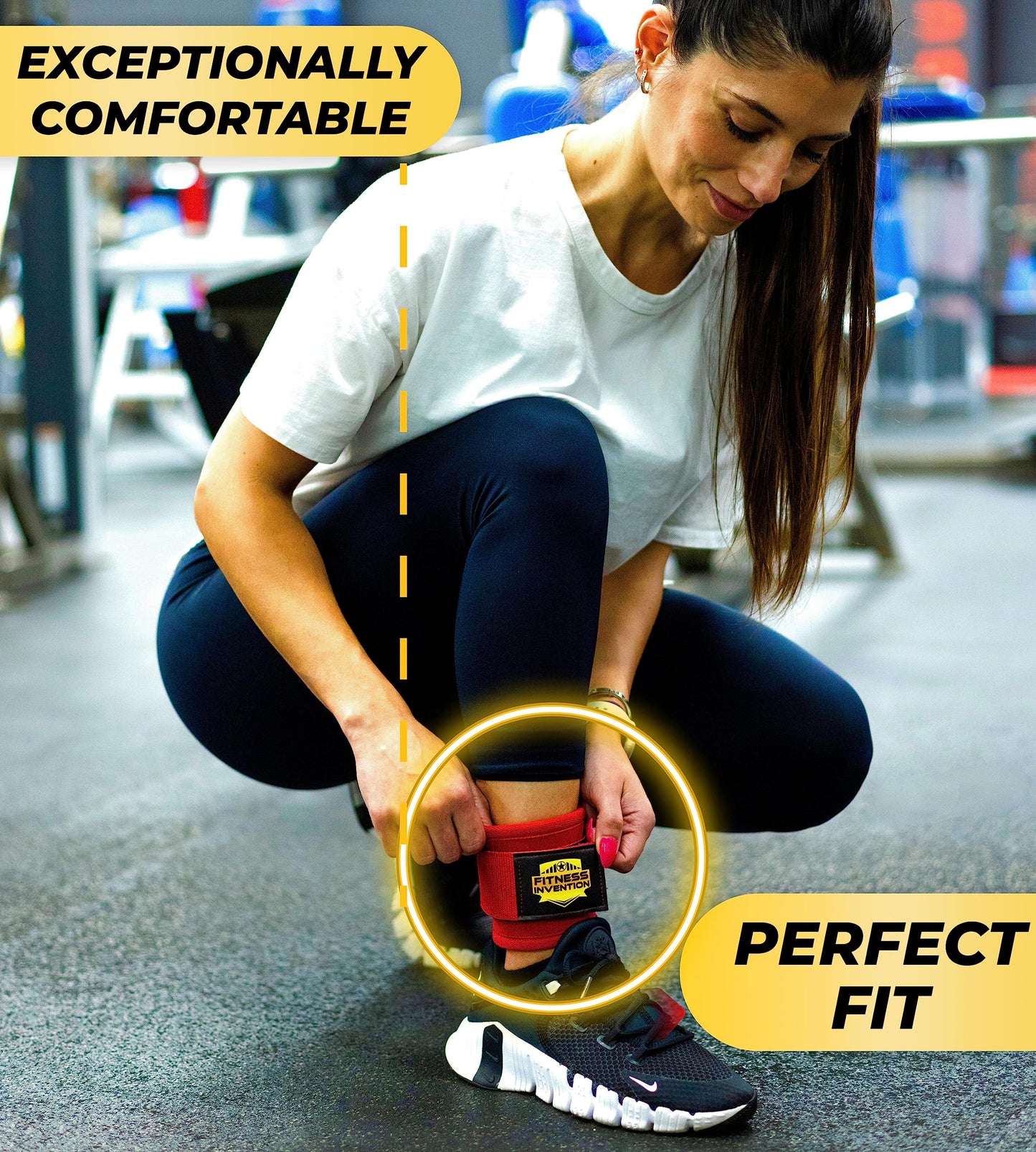 Fitness Invention Ankle Straps for Cable Machines (Pair) – Adjustable Padded Ankle Cuffs for Glute & Leg Workouts – Kickbacks, Leg Extensions, Hip Abductors & Lower Body Exercises