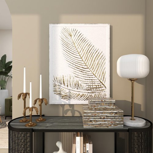 Deco 79 Metal Leaf Home Wall Decor Relief Palm Wall Sculpture with Gold Detailing, Wall Art 23" x 1" x 31", Gold