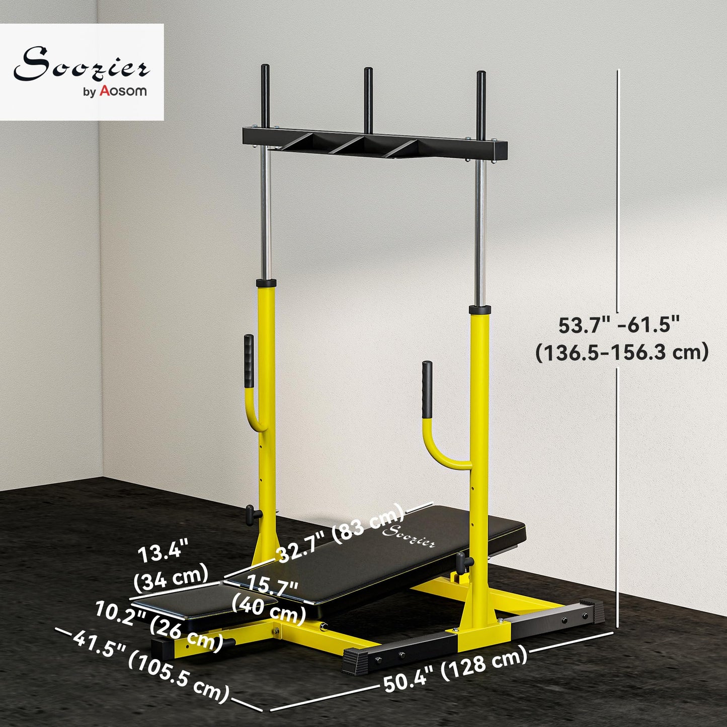 Soozier Vertical Leg Press Machine, 660LBS Capacity, Leg Strength Training Machine with Adjustable Leg, Back, and Head Positions for Home Gym, 1" Standard Plate Compatible, Yellow