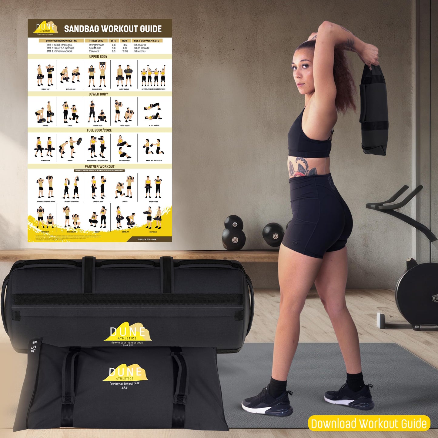 Sandbags for Working Out (Unfilled) - Enhance Your Fitness with Our Workout Sandbag, Versatile & Durable Sand Bags for Weight Training | 10-50 lbs Sand Bag for Exercise – Dark Gray - Guide Included
