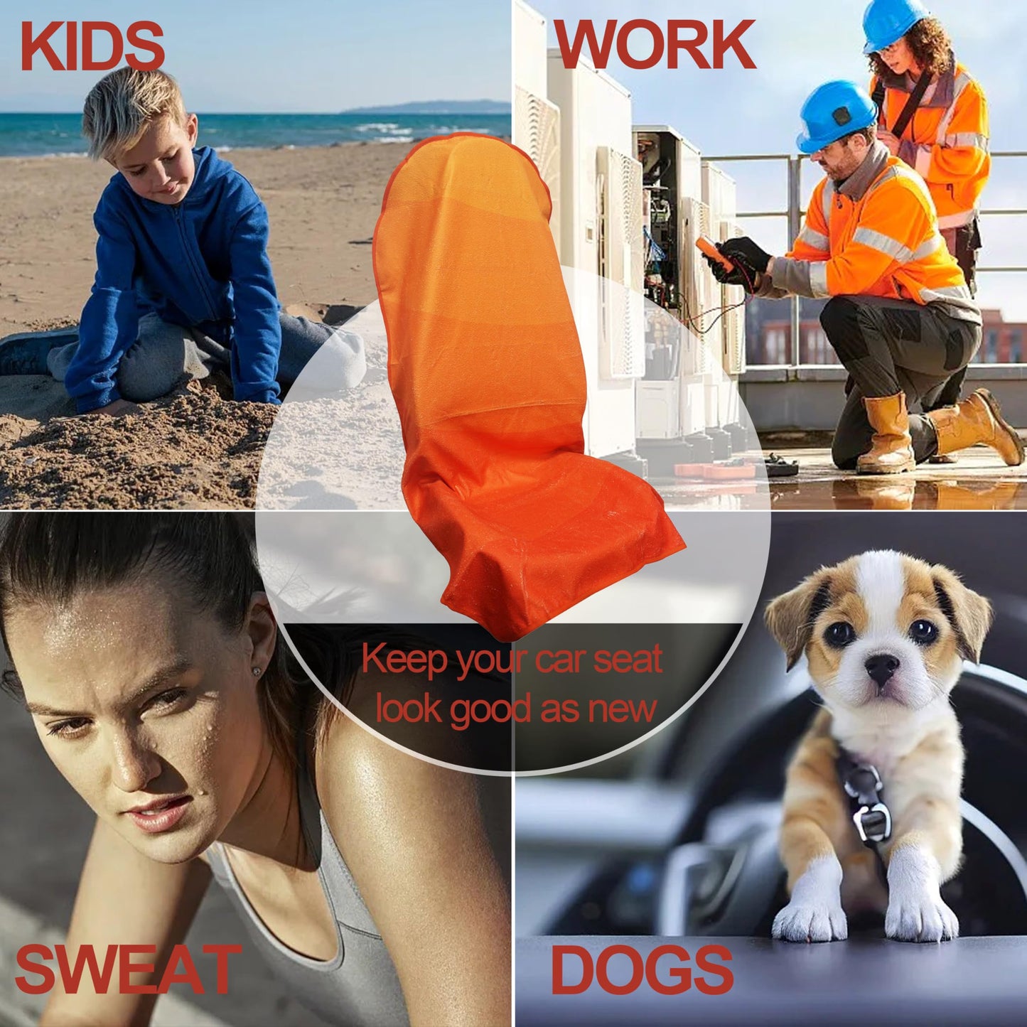 Hirritale Waterproof Car Seat Cover for Front Seats, Protector for Cars SUVs Trucks, Sweat Towel Seat Covers Bucket for Gym,Workout,Beach,Hiking,Running Swimming(Orange, 1PC)