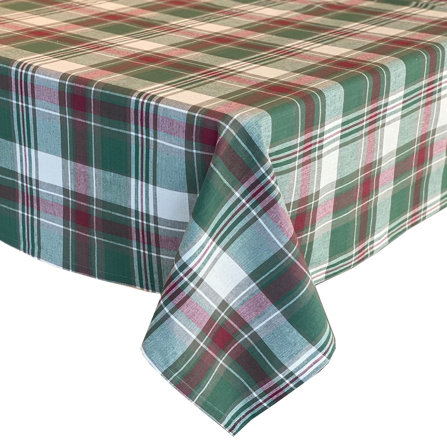 Trends Collection Christmas Cottage Plaid Cotton Weave Holiday Tablecloth, 60" x 102" Oblong/Rectangle