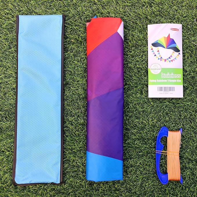 Delta Kite for Kids & Adults - Easy to Fly Large Single Line Beach Kite with 300ft String Handle Included, Perfect for Beginners, Teens