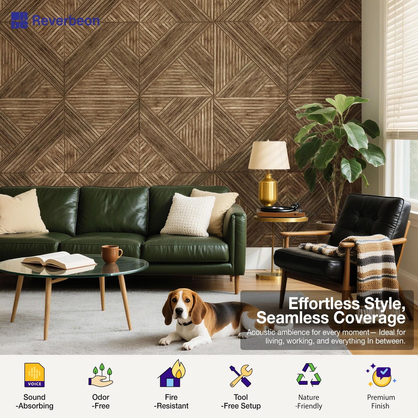 Acoustic Panels Sound Absorbing, 23.6×23.6 Inch 6 Pcs, Acoustic Wall Panels for Medium to Large Rooms, Decorative Sound Treatment for Echo Reduction in Home Offices, Bedrooms & Recording Studios
