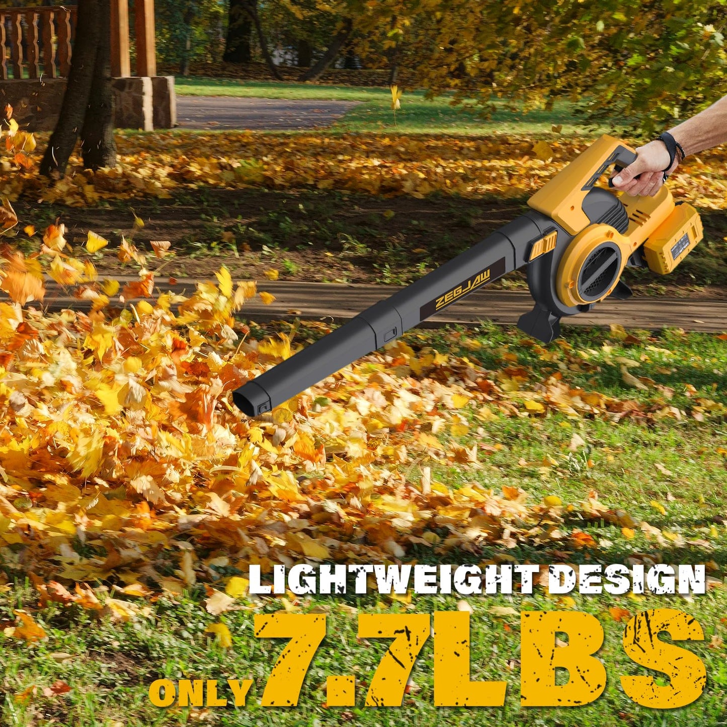 ZEGJAW 40V Cordless Leaf Blower & Vacuum, 3-in-1 Leaf Vacuum Mulcher with Bag, 360CFM 5-Speeds Brushless Battery Operated Leaf Blower for Lawn Care with 2 x 4.0Ah Battery & Charger Included