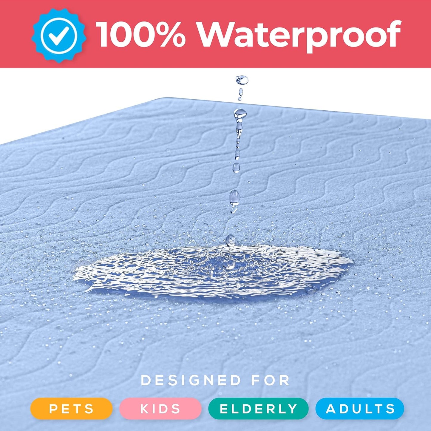 Utopia Bedding Washable Underpads - Waterproof Heavy Absorbency Bed Pads | 34" x 36" (Pack of 4) - Ideal for Adults, Kids, and Pets