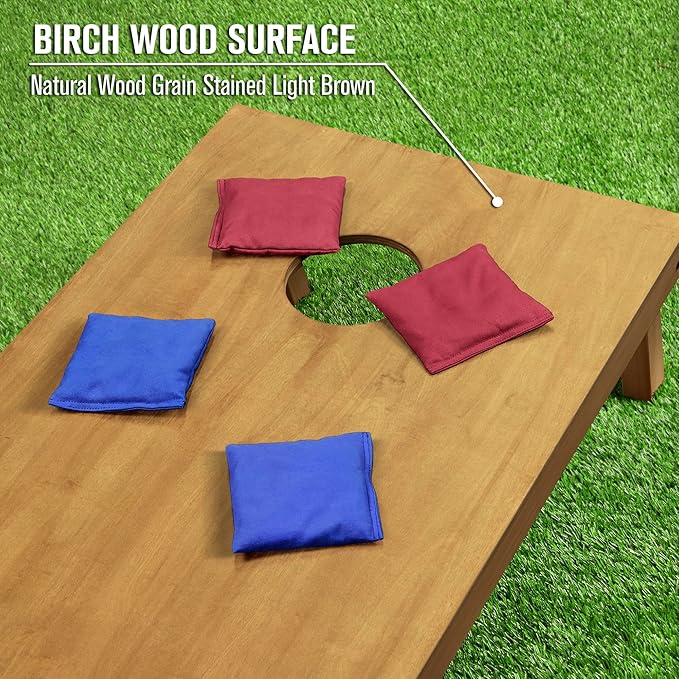 GoSports 4 ft x 2 ft Regulation Size Wooden Cornhole Boards Set - Includes Carrying Case - Full Regulation Size Bean Bag Toss Boards