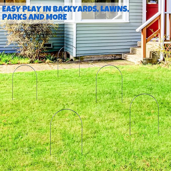 Deekin Set of 9 Croquet Wickets Replacement for Croquet Metal Hoops with Galvanized and Plastic Coating for Family Lawn Backyard Outdoor Game(Arch)