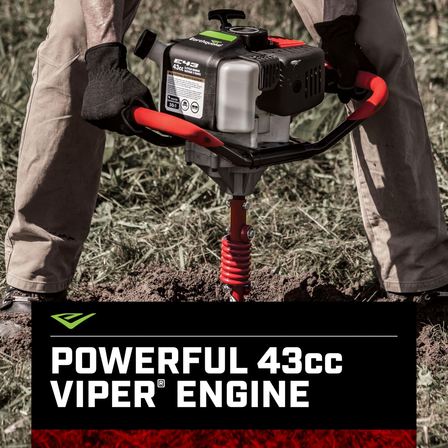 EARTHQUAKE E43 1-Person Earth Auger Powerhead with 43cc 2-Cycle Viper Engine