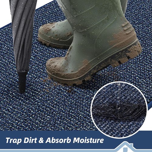 BEQHAUSE Dirt Trapper Door Mat - Non-Slip, Washable, Absorbent Entrance Mat | 24" x 36", Blue