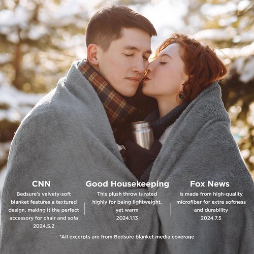 Bedsure GentleSoft Fleece Throw Blanket - XL Plush Cozy 300GSM Lightweight for Travel, Grey, 50x70 Inches