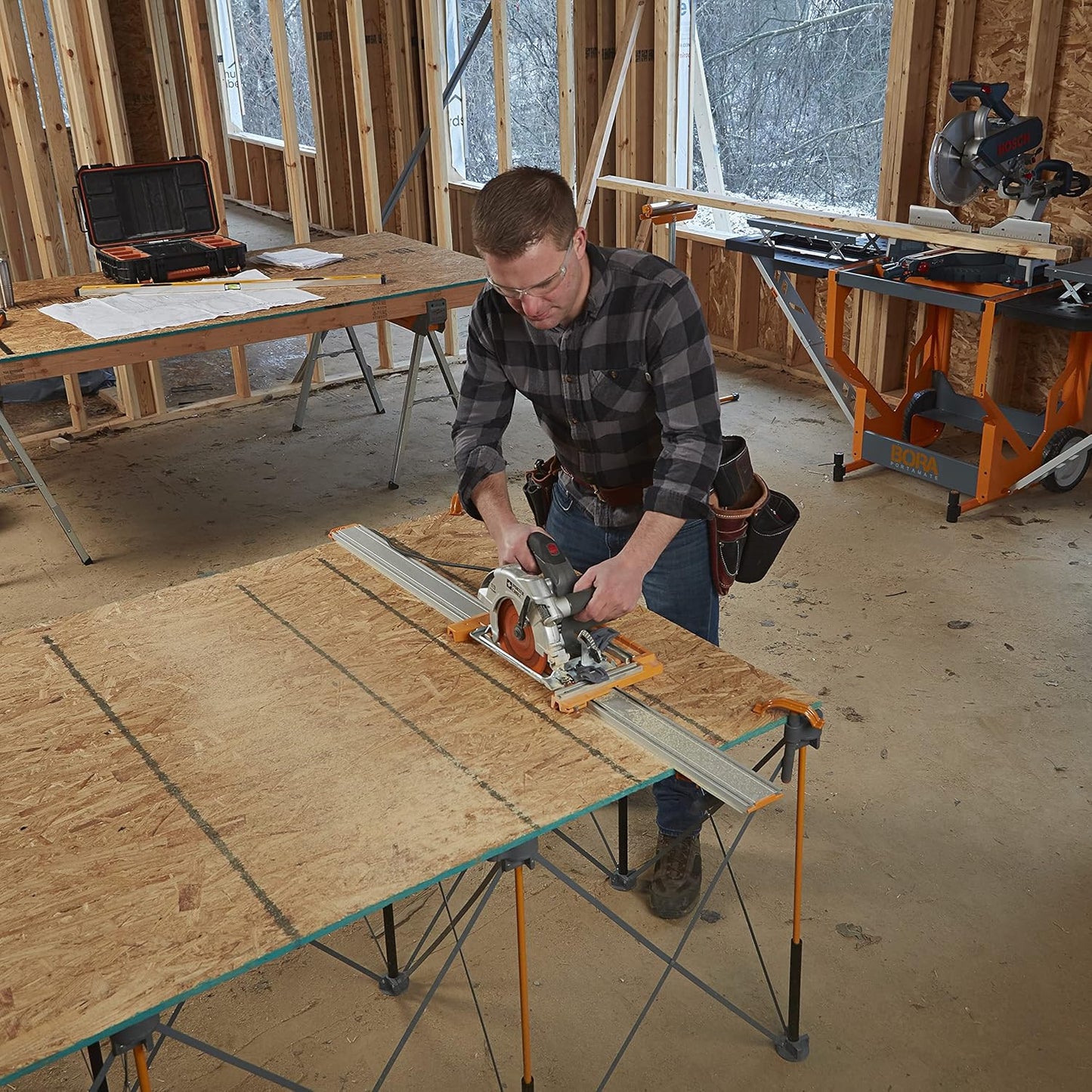 BORA NGX Clamp Edge Saw Guide - 100 Inch Aluminum Circular Saw Track for Precision Straight Cuts