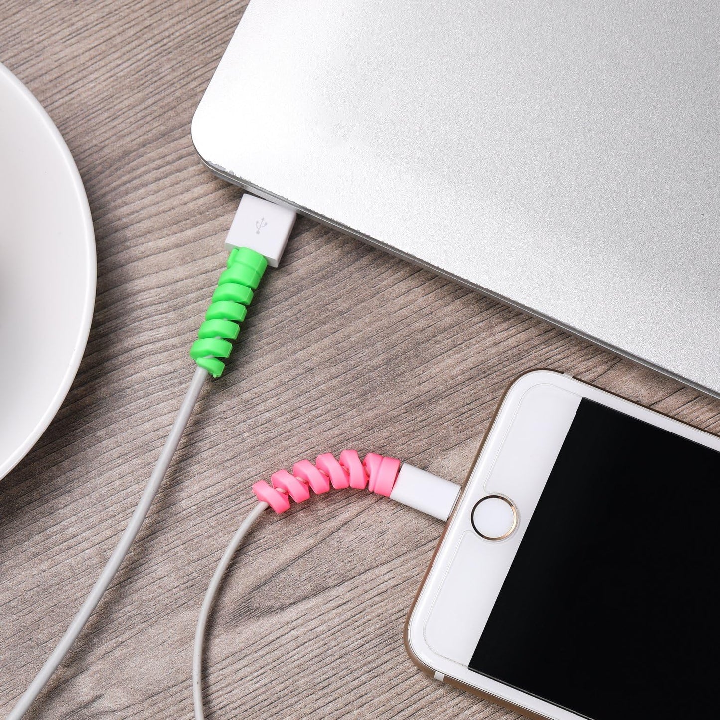 Jetec 24 Pcs Charger Cable Protector,Silicone Flexible Cable Saver,Spiral USB Mouse Wire Protector for Headphone Laptop