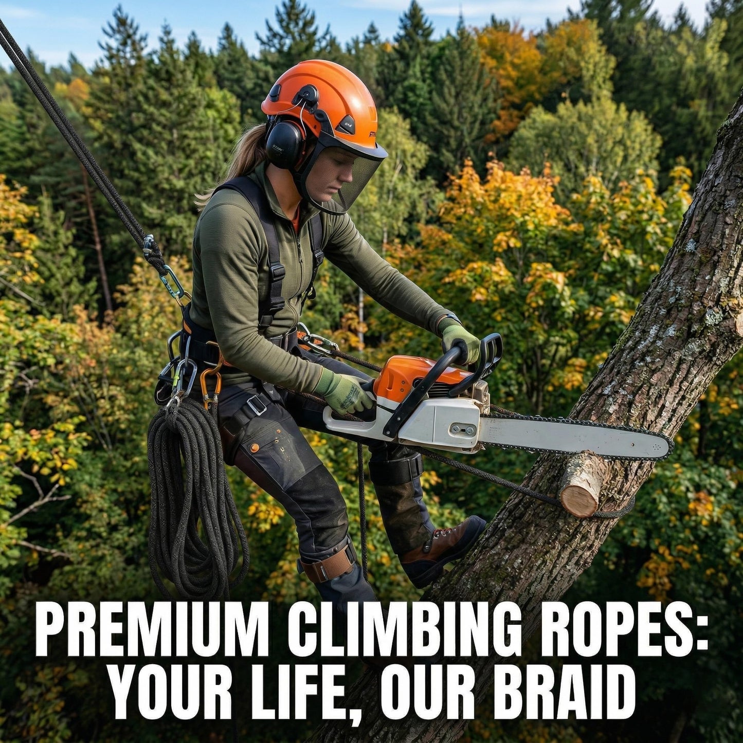 Double Braided Arborist Rope - 1/2 Inch x 200 Feet Polyester Rope - High Strength Climbing Rope for Tree Work, Swing, Halyard, Sailing(Black)
