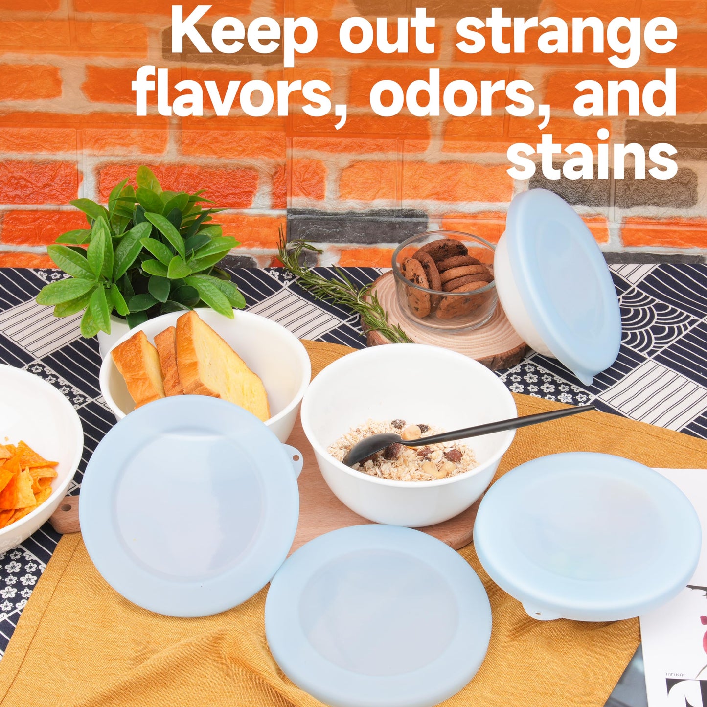 Purekra 4 Pack Silicone Lids for Corelle Vitrelle 18-Oz Soup/Cereal Bowls, Freezer & Microwave & Dishwasher Safe (Bowl not included)