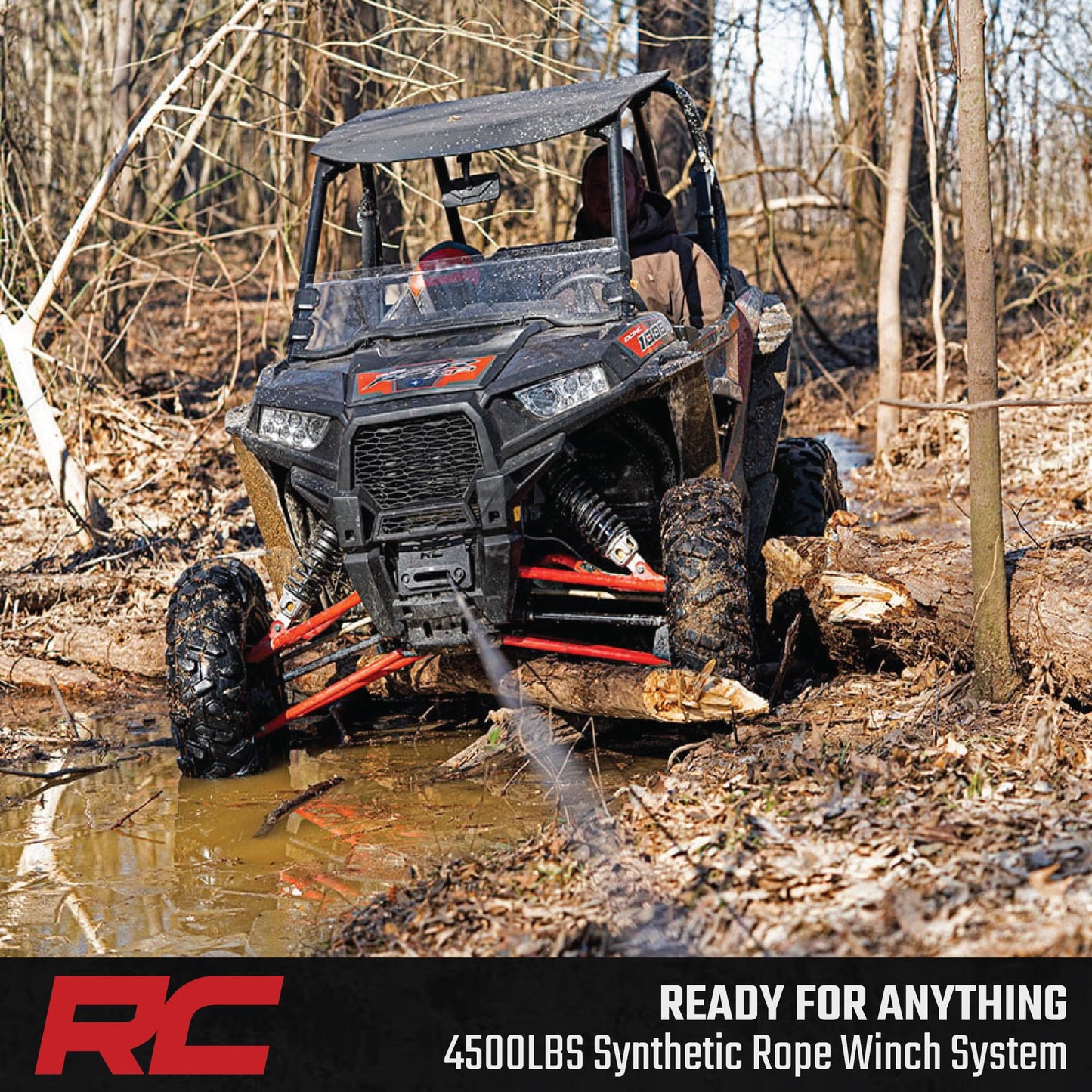 Rough Country 4,500 LB UTV/ATV Winch - ProSeries 1.4HP Electric Winch with 50 Ft Synthetic Rope, Remote, Waterproof 12V Off-Road Recovery System