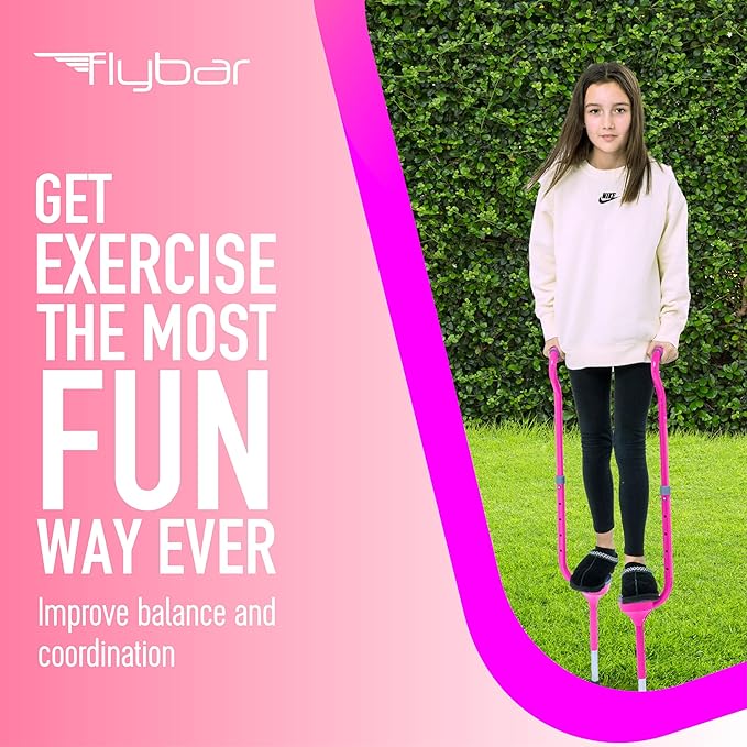 Flybar Maverick Walking Stilts for Kids - 5 Adjustable Height’s, Sturdy, Easy Assembly, Wide Non-Slip Rubber Bottom Tip, Foam Grips, Outdoor Toys for Kids 5+, 190 lbs