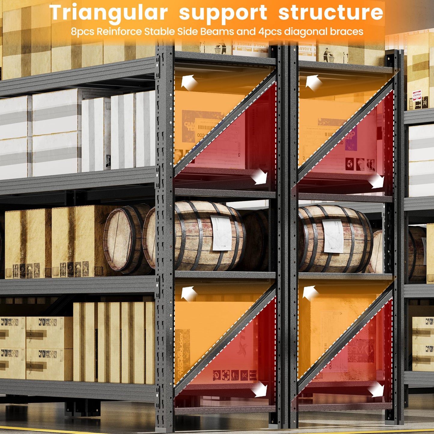 79”W Garage Shelving Heavy Duty, 6000LBS Metal Storage Shelves, 24” Deep Storage rack shelf, Steel Tall Industrial Shelving , 4 Tier Adjustable Standing Shelf for Warehouse / Shop 79"W x 24"D x 79"H