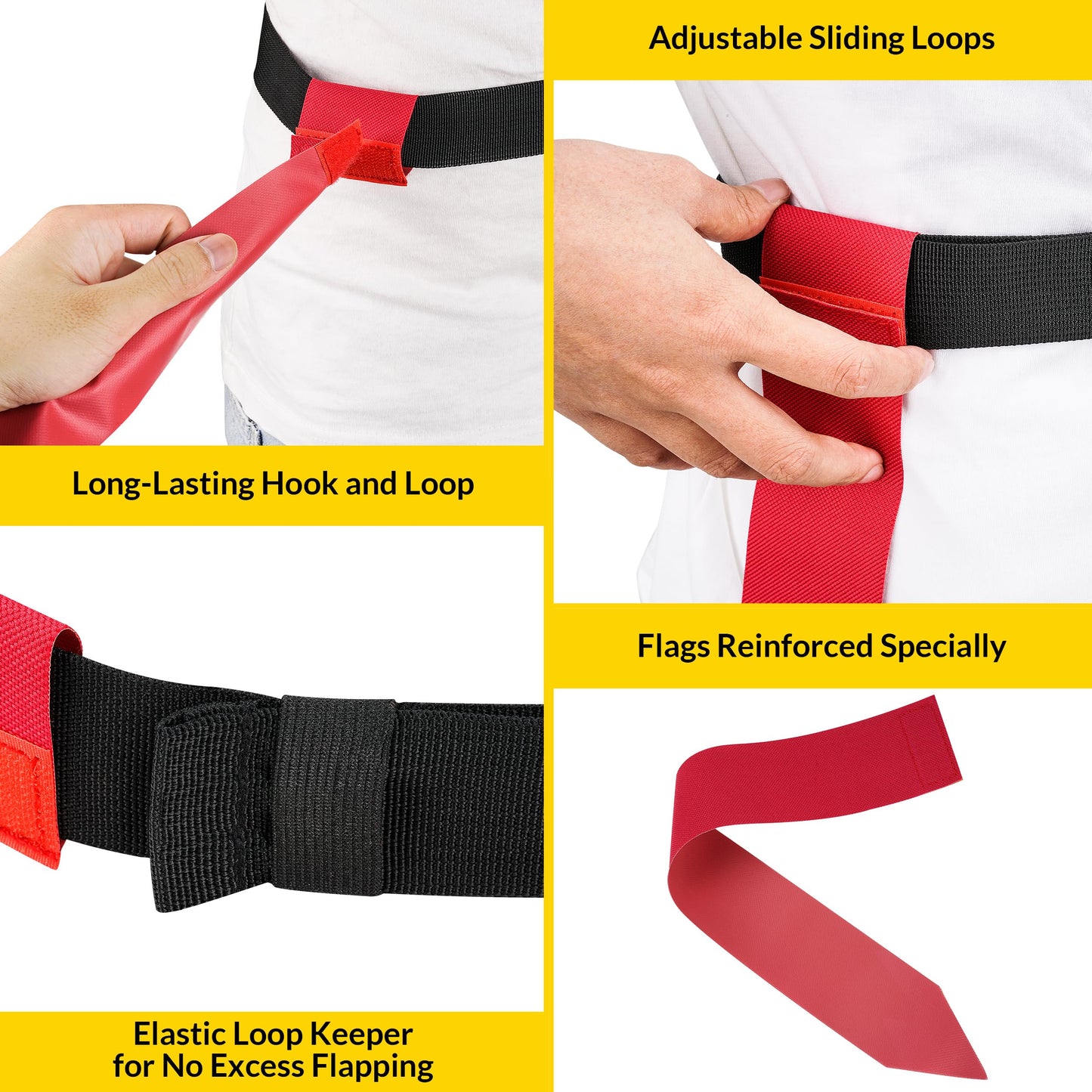 MIUONO Flag Football Belts, Flag Football Set for Adults Kids and Youth, Flag Football Flags for 28 Players Training and Competition Equipment