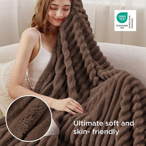 Bedsure GentleSoft Brown Fleece Blanket - Cozy 60x80 Inch Throw for Couch and Home Decor