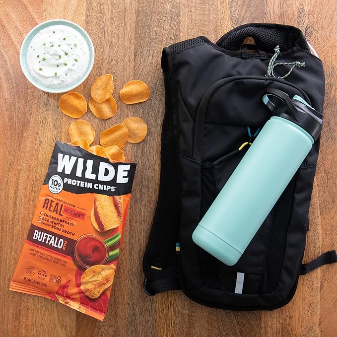 WILDE Buffalo Protein Chips, Thin and Crispy, High Protein, Keto Friendly, Made with Real Ingredients, 1.34oz Bags (Pack of 8)