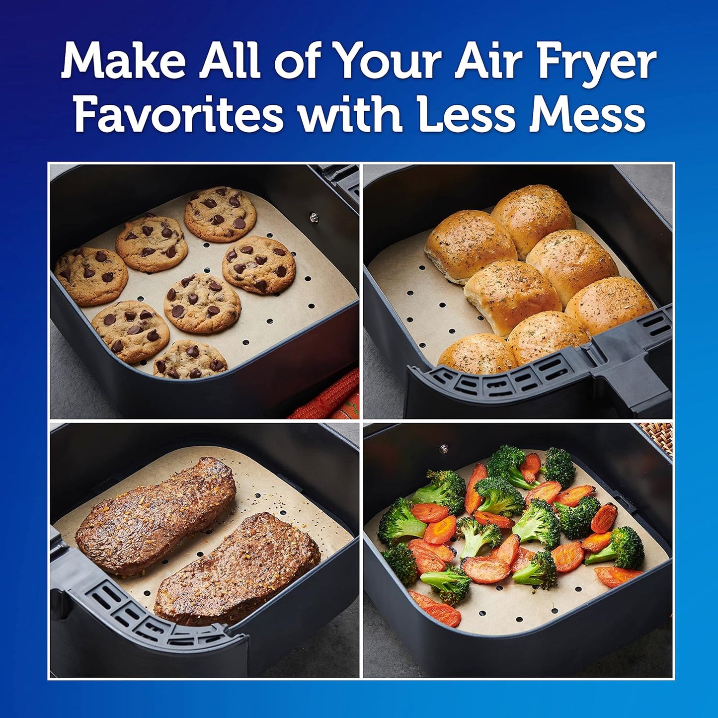 Reynolds Kitchens Air Fryer Liners - Disposable Unbleached Parchment Paper Sheets | 50 Count