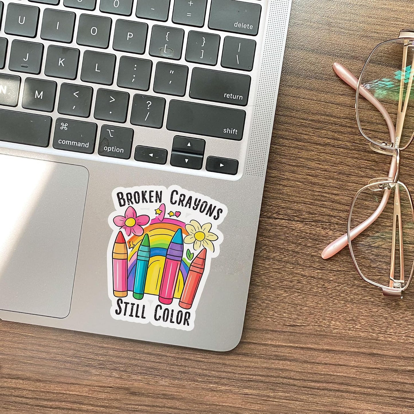 Stickers(2 inch) Broken Crayons Still Color Stickers Affirmation Flowers Mental Health Stickers Waterproof Vinyl Decals