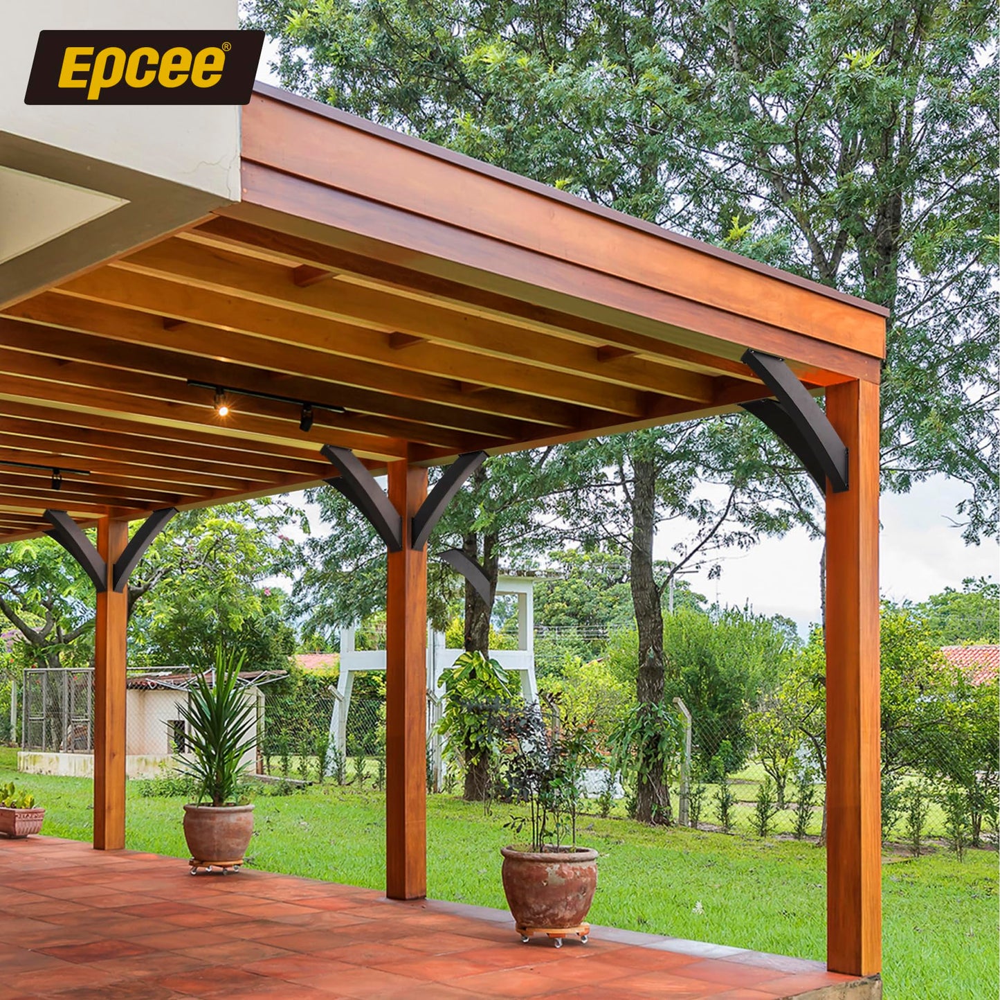 Epcee Heavy Duty 45 Degree Angle Support Bracket 2"×4" (Actual: 1.5"×3.2") Wood Beam Support Hardware Degree Post Bracket for Gazebos Pagola Porches 4Pcs