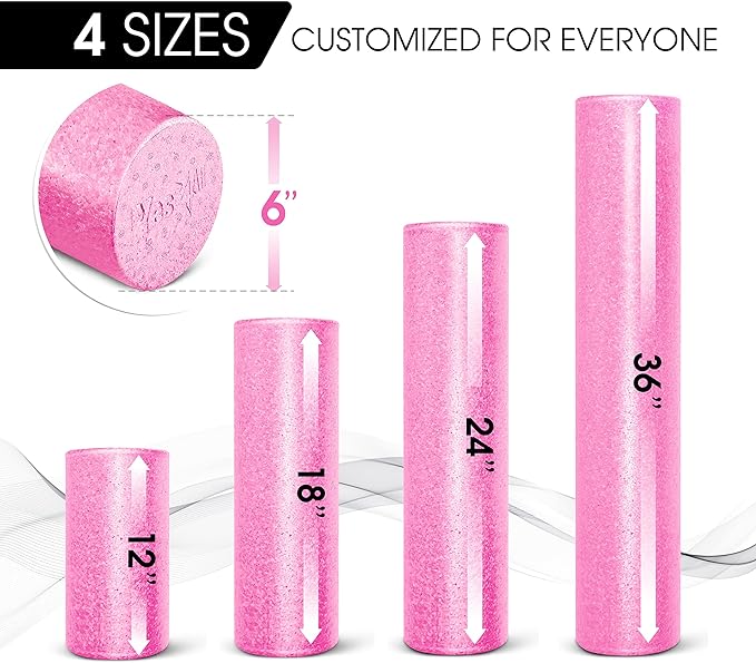 Yes4All High-Density EPP Round Back Roller Foam, Exercise Foam Roller for Yoga, Pilates & Stretching - 12, 18, 24, 36 inch
