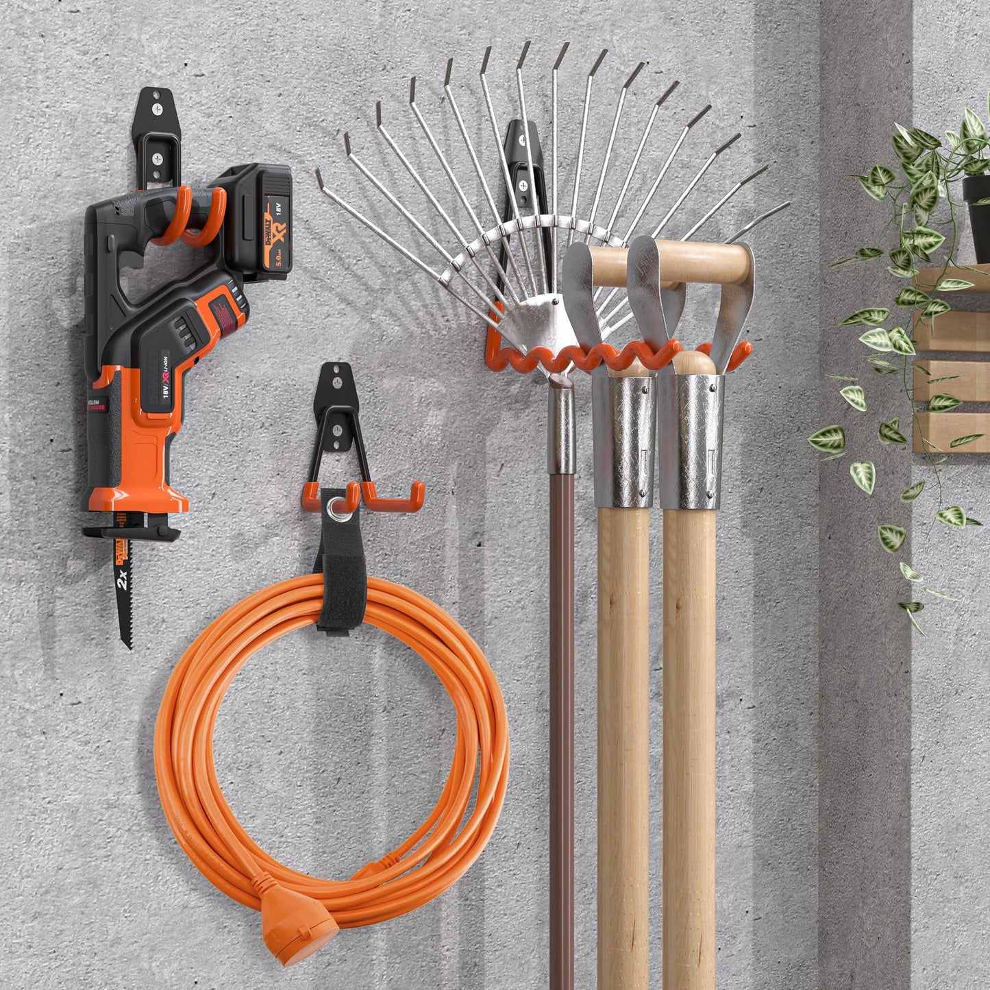 Nacial 16 Pack Garage Hooks Heavy Duty, Utility Steel Garage Storage Hook with 2 Storage Straps, Utility Garage Wall Mount Hooks for Hanging Bike, Ladder and Garden Tools, Perfect for Father Day Gifts