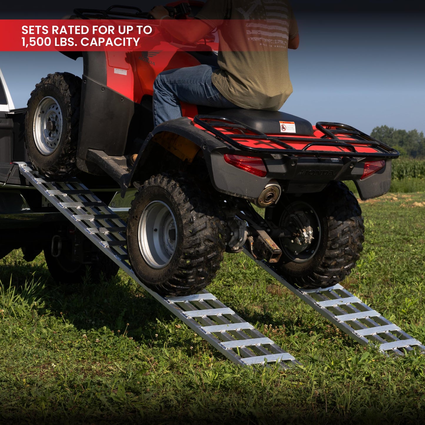 GEN-Y HITCH Lightweight Aluminum ATV Ramps, 1 Ft x 7 Ft 10 in, 750 lbs Capacity Per Ramp, 46 lbs