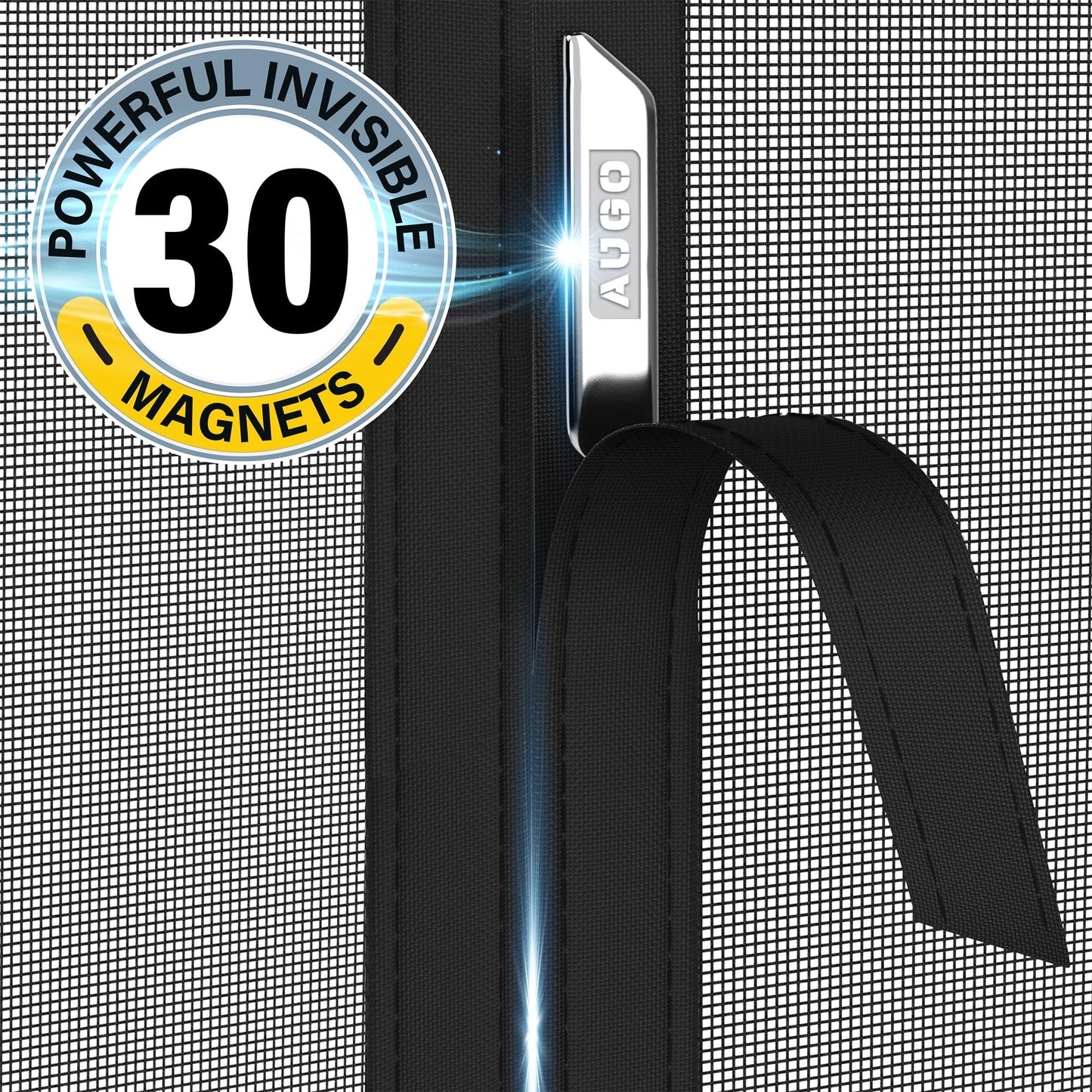 AUGO Garage Door Screen, 2 Car 9x7FT, Fiberglass mesh with Magnetic Closure, Heavy Duty Weighted Bottom, Easy Assembly & Pass, Hands Free Screen Door