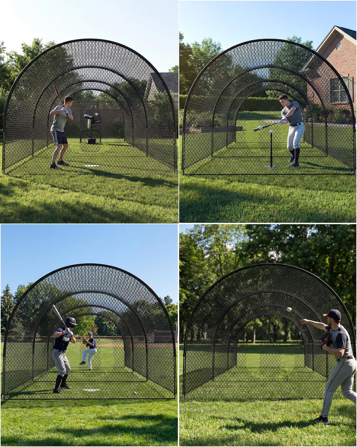 32 X 12 x 8 Ft Baseball Batting Cage, Large Baseball Training Equipment for Backyard, Portable Softball Netting Cages with Frame, Pitching Machine Hole & Detachable Door –for Hitting Pitching Practice