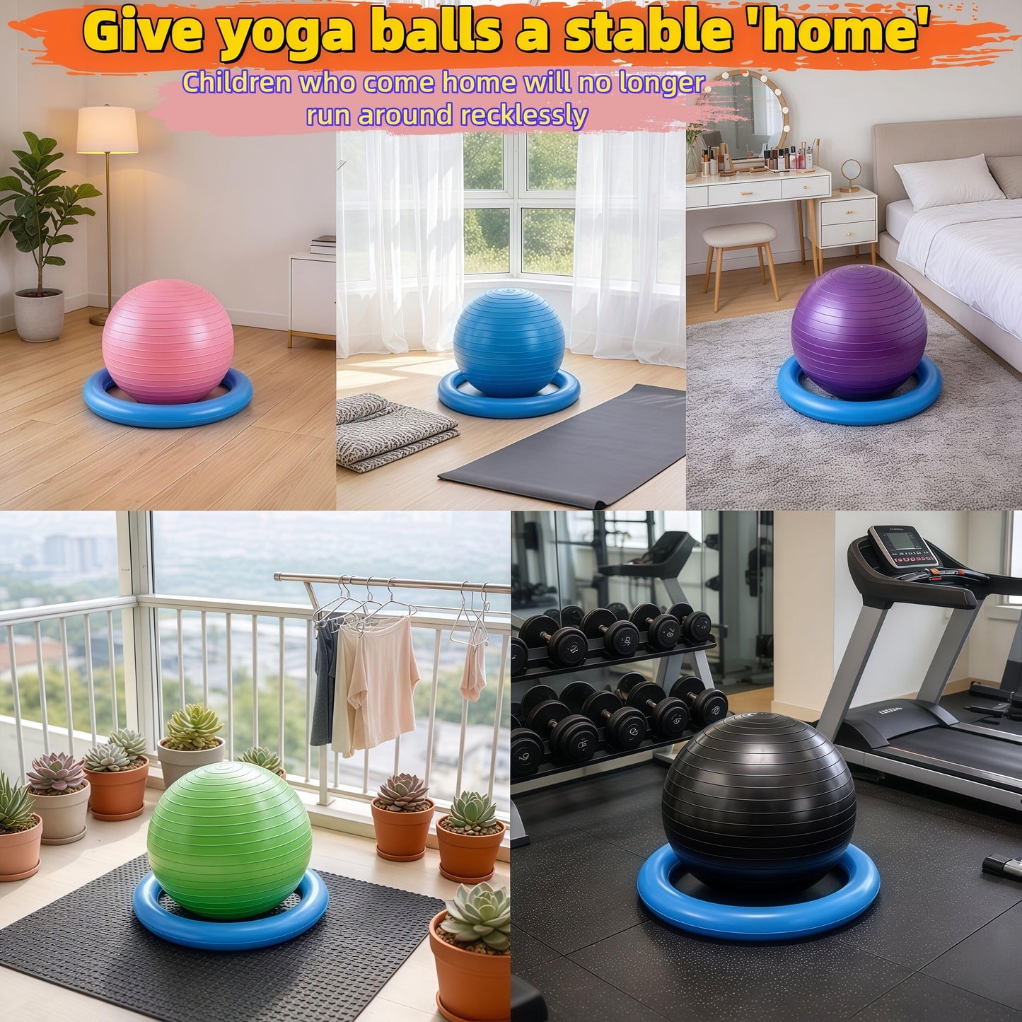 DJDXIZJEK Yoga Ball Base – Non-Slip Stability Ring, Anti-Roll Stand for Exercise Ball, Home Gym & Office Storage, Secure Holder for Fitness Ball, Balance & Posture Support