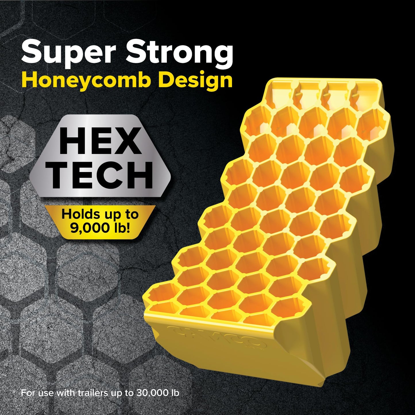 Camco Curved Camper/RV Leveler & Wheel Chock - Features Heavy Duty Honeycomb Design & Includes Non-Slip Rubber Grippers on Wheel Chock - Compatible w/Trailers Up to 30,000 lbs - 1-Pack (44423)