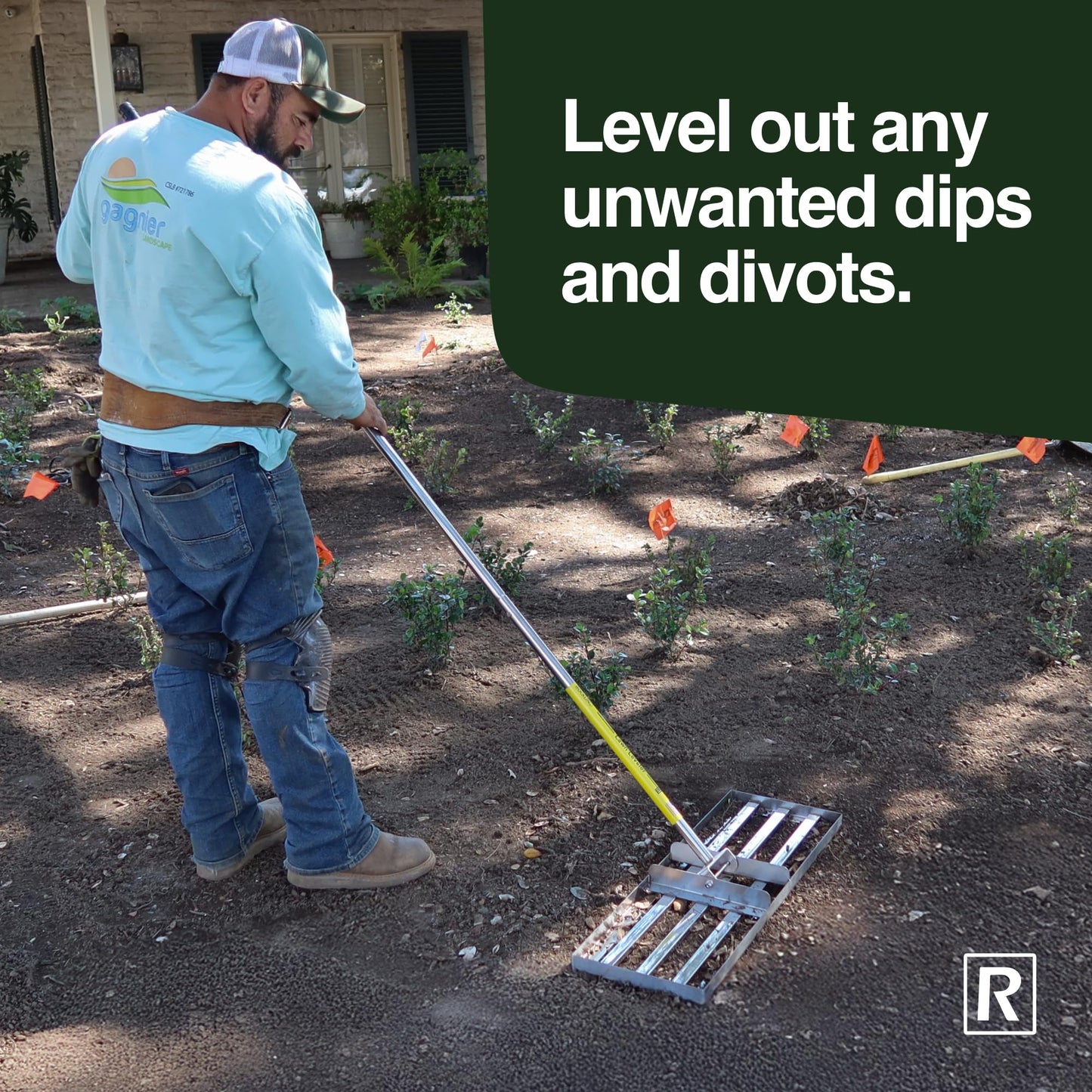 Rocklin™ Lawn Leveling Rake | Stainless Steel | 30" x 10" Ground Plate | 78" Extra Long Handle for Yard for Dad, Husband & Men