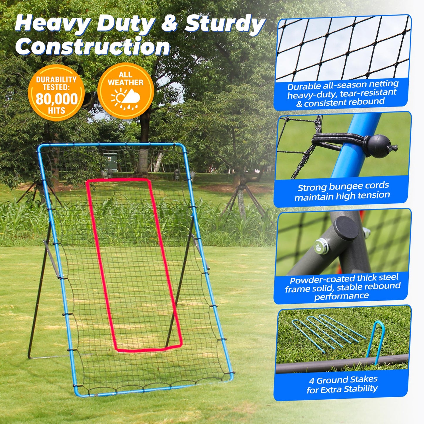 JOLORLY 2-in-1 Volleyball Rebounder Net, Adjustable 7×4 ft to 4.5×4 ft Bounce Back Training Rebound Equipment with Angle Customization for Volleying, Bumping, Spiking Practice (Blue)