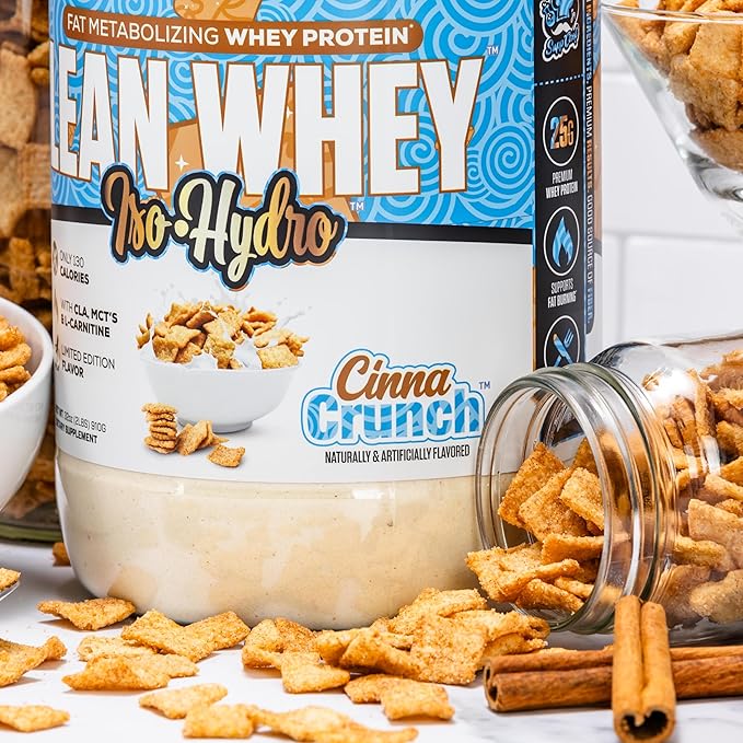 Musclesport Lean Whey Revolution??Protein Powder - Whey Protein Isolate - Low Calorie, Low Carb, Low Fat, Incredible Flavors - 25g Protein per Scoop - 2lb Cinna Crunch