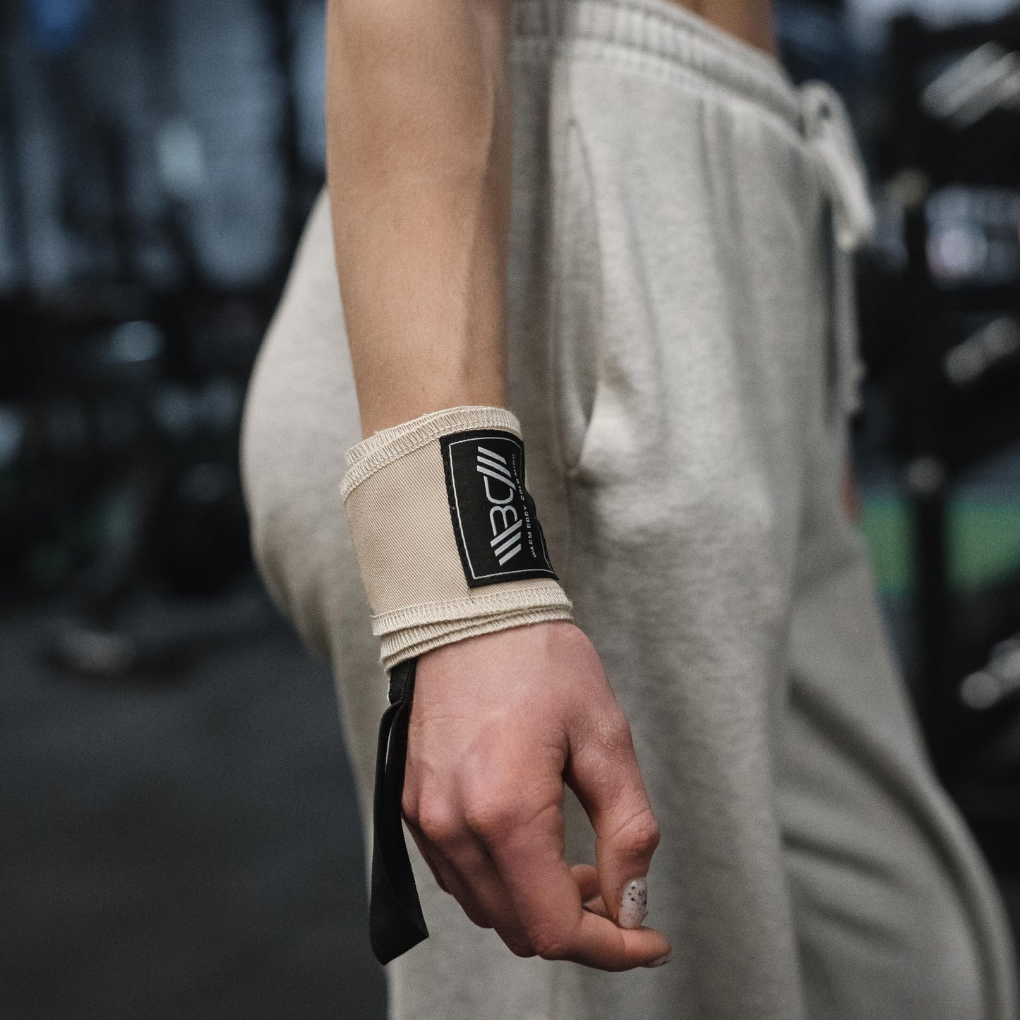 WARM BODY COLD MIND - Premium Cotton Weight Lifting Wrist Wraps for Cross Training, Powerlifting, Deadlift, Weightlifting, Gym, Wrist Straps, Workout, Fitness, Heavy-Duty Support (Light Beige)