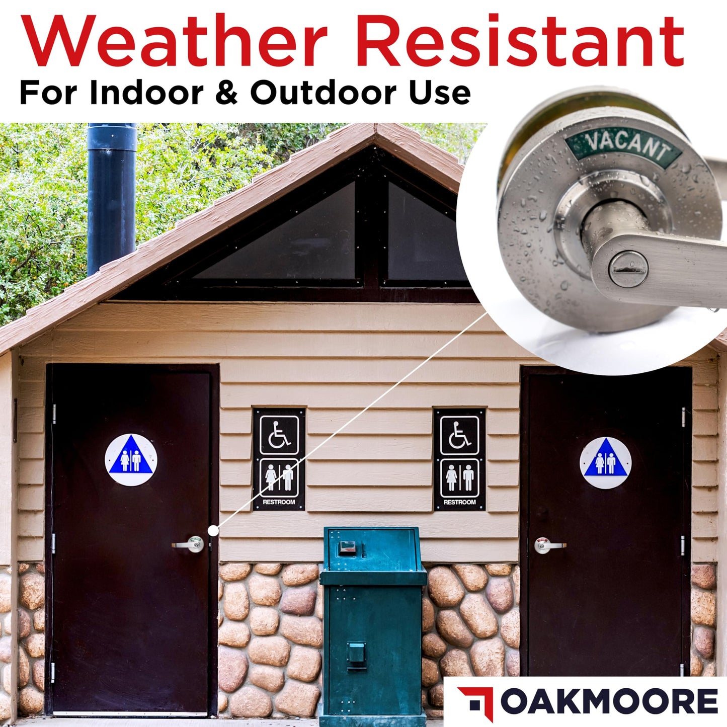 OAKMOORE Commercial Door Handle | Vacant Occupied & Commercial Restroom Lock for Public Bathroom & Industrial Buildings