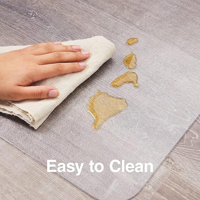 Staples Office Chair Mat, Clear Floor Mats with Lip, Hard Floors, Textured Underside, Extended Under-Desk Coverage, 53 x 45 Inch, Smooth Glide