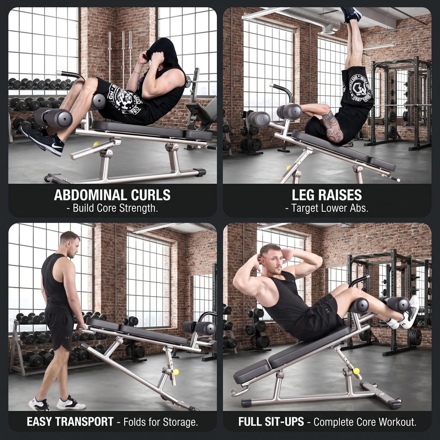 Adjustable Decline Ab Bench, 3.0mm Thick Steel Multi-Function Weight Bench for Home Gym, Flat Incline Decline Bench for Bench Press Sit-Ups Ab Training