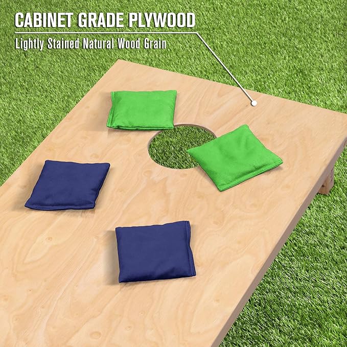 GoSports Regulation Size Wooden Cornhole Set with Natural Wood Finish - Includes Carrying Case