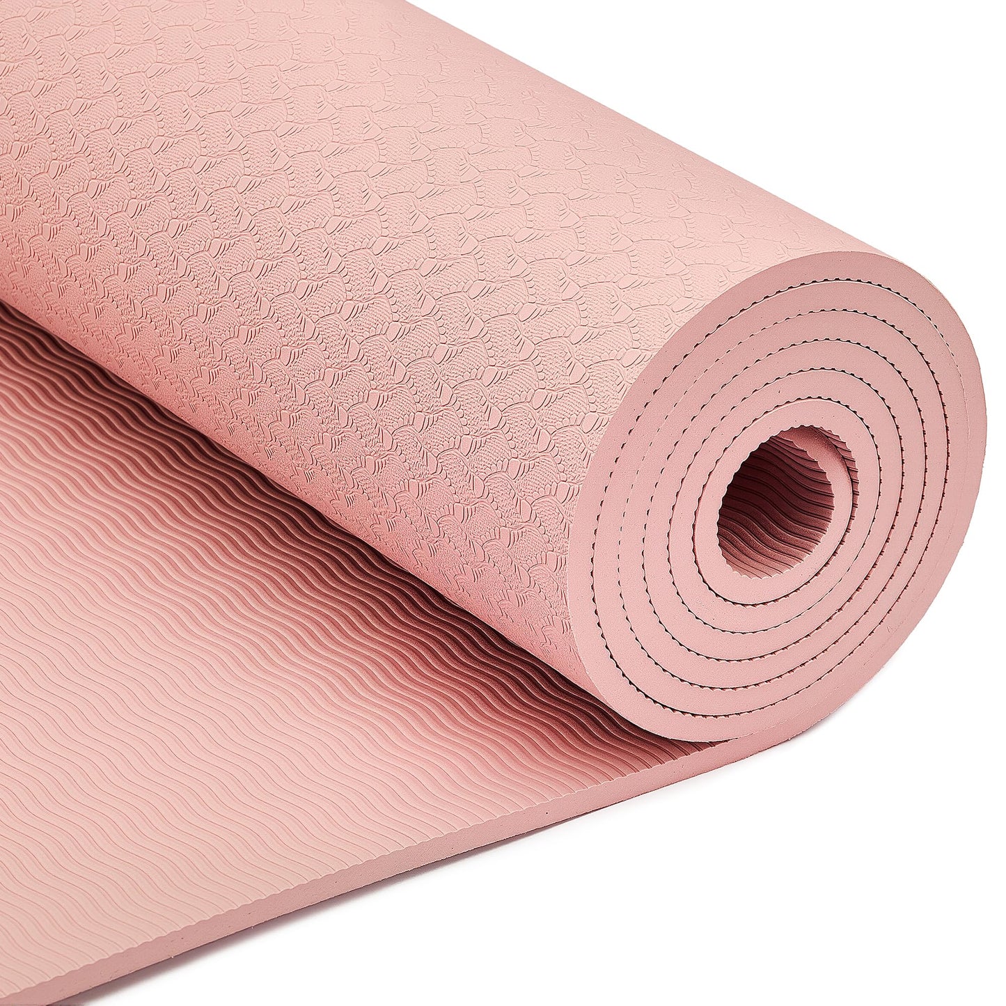 Amazon Basics 0.25-inch Thick TPE Exercise Yoga Mat with Carrying Strap, Rose