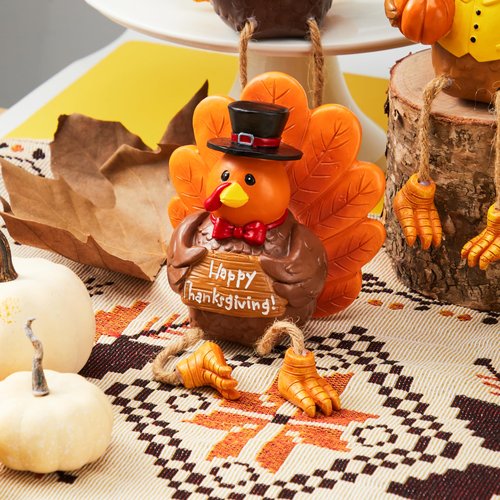 JOYIN 3 PCS Thanksgiving Turkey Tabletop Centerpiece Decor, Resin Turkey Figurines, Thanksgiving Decoration, Autumn Decor, Fall Harvest Home Decorations, Indoor Kitchen Decor, Party Supplies